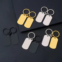 Grosir Gantungan Kunci Dog Tag Magnet - Gantungan Kunci Pasangan Stainless Steel Kosong untuk Diukir, Hadiah Liburan