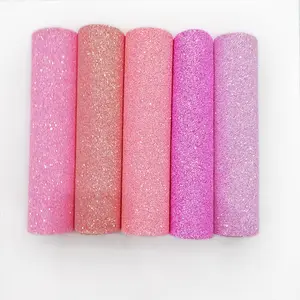 Fluorescent Chunky Glitter Synthetic Leather Fabric Roll/Sheet Elastic Backing for Making hairbows