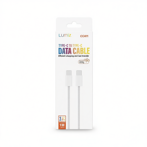 Cable de datos Lumiz Tipo C a Tipo C de 1M 3A para carga rápida y transferencia de datos - Product Image 2