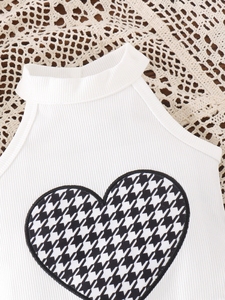 Abbigliamento per Bambini E-commerce Transfrontaliero Nuova Collezione Autunno/Inverno Gilet Bianco in Cotone + Minigonna a Pied-de-Poule per Bambini - Product Image 3