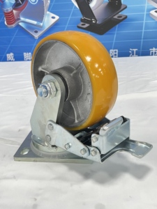 4in Polyurethane 500kg Load Capacity Swivel 2" Wide <strong>Caster</strong> Wheels 10mm Thickened Bracket <strong>Cast</strong> <strong>Iron</strong> PU <strong>Casters</strong> with Grease Nipple - Product Image 4