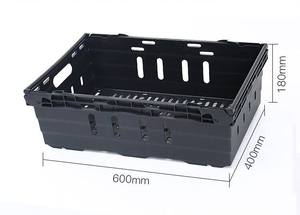 Estante de Exhibición de Verduras de 2 Niveles de Acero y Madera con 5 Cajas <span class=keywords><strong>Grandes</strong></span> de Plástico Negro para Supermercado y Tienda de Abarrotes - Product Image 3