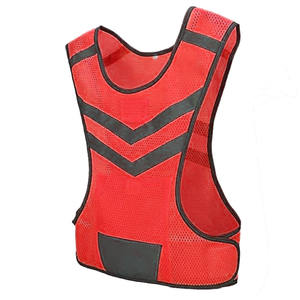 เสื้อกั๊กใส่ทำงานที่มองเห็นได้ชัดเจนแถบสะท้อนแสงติดโลโก้แบบปรับแต่งได้สีแดง - Product Image 3