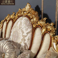 Ensemble de canapés en bois massif de style antique européen, sculpté à la main, avec tissu, pour grand appartement, villa, salon doré, meubles de Turquie