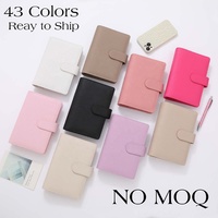 Hongbo, superventas, 43 colores, a la venta, listo para enviar, cuero de guijarro en relieve, A6, 30MM-Gold-Ring, carpeta de presupuesto, cubierta de cuaderno
