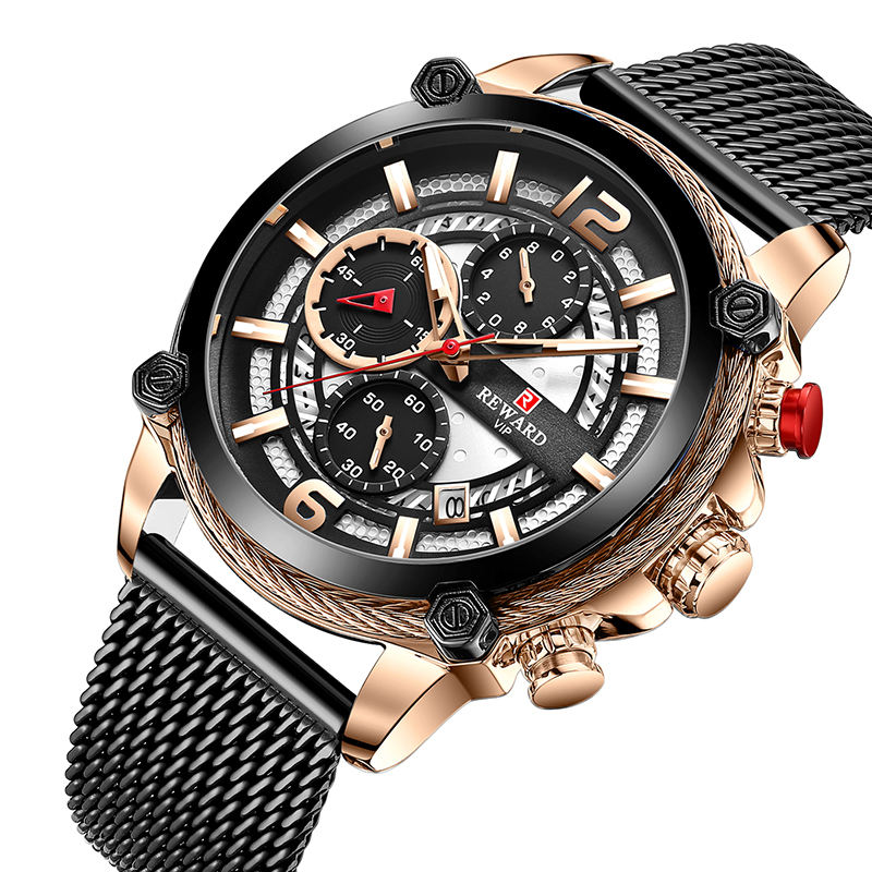 Html Box Display Type Men Luxury Quartz Chronograph Watch Three Sub Dials Date Window Blue ...
