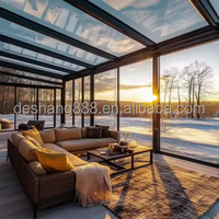 Personalizada moderna de aluminio Sun Room Villas deslizante de estilo abierto impermeable techo de cristal de la habitación de cristal