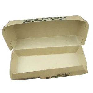 Özel geri dönüşümlü kahverengi Kraft kağit kutu promosyon için sıcak köpek kutusu