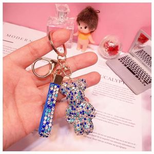 Hot Sale Strass Rhinestone Bear Animal <b>Leather</b> Strap <b>KeyChain</b> - Product Image 6