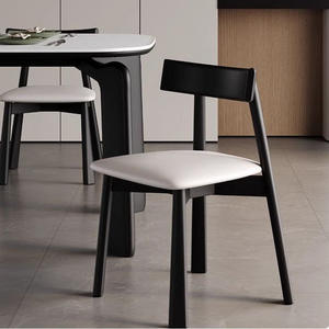 Chaise de salle à manger en bois massif noir style nordique avec dossier pour usage domestique - Product Image 3