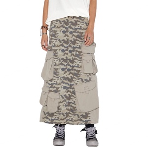 Jupe cargo d'été en gros, multi-poches, tricotée, patchwork camouflage, silhouette droite, style workwear - Product Image 3
