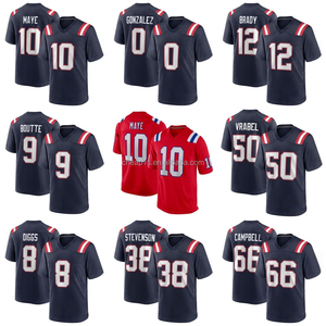 Jersey de Fútbol Americano Bordado al por Mayor de los New England Patriots, Color Azul Marino # 10 Drake Maye # 0 Gonzalez # Uniforme de Fútbol Americano de <span class=keywords><strong>Tom</strong></span> Brady Número 12 - Product Image 1