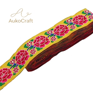 Fita de Renda Jacquard de 33mm com Padrões de Flores de Peônia para Costura de Roupas de Palco, Estofamento e Acabamento de Fantasias, Adornos Étnicos - Product Image 1