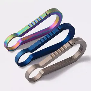 EDC Small Titanium Alloy Carabiner Spring Snap Hook Clip Key Hold Buckle  Tool