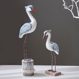Juego de esculturas de pájaros de madera, 2 uds., estilo mediterráneo, decoración del hogar, adorno para sala de estar, decoración artesanal tallada en madera - Product Image 1