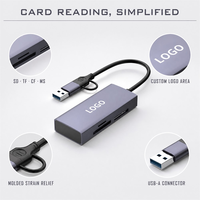 Lecteur de cartes multi-formats USB 3.0 Type-C pour photographe, bureau, maison, transfert de données, cartes SD TF CF MS, 200 Mo/s, coque en aluminium