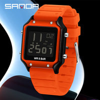 Jam Tangan Sanda 2174 Model Terbaru Mewah Antik untuk Pelajar, Olahraga, Multifungsi, Tahan Air 5BAR, Digital, Stopwatch, Alarm