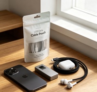 Câble de charge USB, accessoires, sac refermable à trois côtés, matériau MOPP, impression numérique, étui de téléphone personnalisé