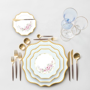 Vajilla de porcelana ovalada de forma Irregular para hotel <span class=keywords><strong>bonna</strong></span>, juego de platos de cena de cerámica de alta calidad, platos de lujo - Product Image 3