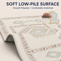 Tapis Moderne Épais en Peluche Effet Vieilli avec Motif Médaillon, Lavable en Machine, Antidérapant, en Polyester Doux pour Salon, Chambre et Entrée