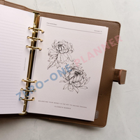 Personnalisé A4 A5 A6 A7 Premium Portefeuille en cuir PU avec galets Classeur à 6 anneaux Portefeuille Budget Classeur avec mécanisme d'anneau doré