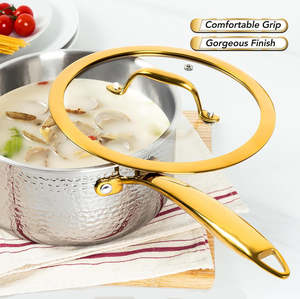 High Quality No Coating Stainless Steel Handles Gas Induction 6-Piece Hammer Triply Stainless Steel Saucepan Cookware Set - Product Image 5