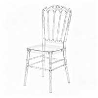 Chaise de salle à manger en acrylique sculptée de style européen, idéale pour les halls d'accueil d'hôtels de charme, les restaurants haut de gamme et les réceptions de mariage en église