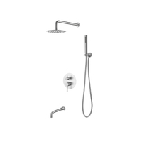 Ensemble de douche à effet pluie à poignée unique chromé Robinets thermostatiques muraux en laiton Poli Dissimulé Pause Bain doux