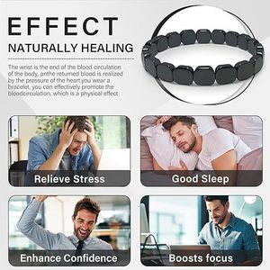 <span class=keywords><strong>Bracciale</strong></span> in ematite con perline quadrate di <span class=keywords><strong>ossidiana</strong></span> naturale, per alleviare lo stress, souvenir curativo, regalo festivo, adatto per uomini e donne - Product Image 6