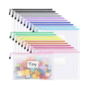 Pochette transparente imperméable en plastique A4, dossier personnalisé pour documents, pochette zippée en maille PP, fournitures de bureau - Product Image 1