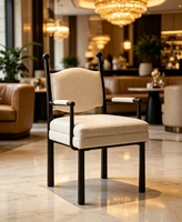 Fauteuil inclinable moderne en fer avec revêtement en tissu beige, portable, pour café, hôtel, restaurant, appartement