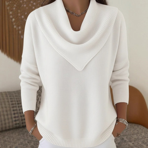 Pull à manches longues de couleur unie pour femme, coupe ample, haut d'automne et d'hiver, rouge, S M L XL XXL 3XL 4XL - Product Image 3