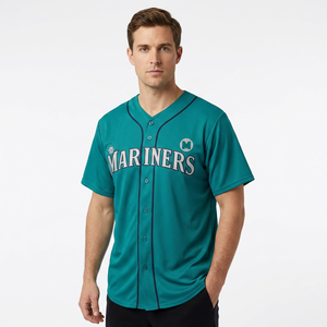 Nouveau maillot de baseball d'équipe, imprimé sur le devant, design personnalisé, pour hommes, antibactérien, respirant, 100% polyester, col en V, toutes saisons - Product Image 1