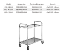 Chariots et chariots de cuisine à deux niveaux en acier inoxydable épais de 0,8 mm, durables, pour le transport alimentaire
