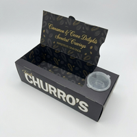 Boîte en papier personnalisée pour emballage de churros avec compartiment pour sauce, résistante à la graisse, support pour snacks, emballage pour frites à emporter
