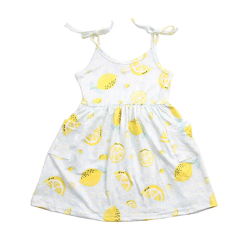 2024 New Arrival Floral Print Baby Summer Girls Dress Toddler Girl Short Sleeve Knee Length Pearl Dresses