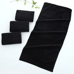 Good Quality Towels China Supplier Black Microfiber Towel For Hair Salon Black Towels Custom Logo