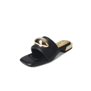 Sandalias de verano de nuevo estilo, modernas, metálicas, multicolor, sin cordones, con punta cuadrada y tacón medio grueso. - Product Image 6