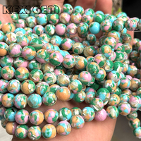 Nouvelle Arrivée Perles de Coquillage Multicolores Style Vintage 6mm 8mm 10mm 12mm Perles Rondes Lisses en Coquillage Couleurs Mixtes Rose/Vert