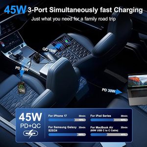 ที่ชาร์จในรถยนต์ 90W ชาร์จเร็ว พอร์ต USB Type C คู่ แรงดันไฟฟ้า 12-24V สำหรับใช้ในรถยนต์ - Product Image 4