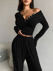 <span class=keywords><strong>ชุด</strong></span>เซ็ต<span class=keywords><strong>ชุด</strong></span>นอนผู้หญิงคอวี<span class=keywords><strong>แขน</strong></span><span class=keywords><strong>สั้น</strong></span>รัดรูปกางเกง<span class=keywords><strong>ขา</strong></span>กว้างทันสมั<span class=keywords><strong>ย</strong></span>2026ฤดูใบไม้ร่วง - Product Image 6