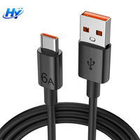 Cable de Carga Rápida USB-C 6A de 1m/1.5m/2m TPE/PVC con Carga PD para Teléfono Móvil, Laptop, Banco de Energía, Reloj Inteligente, Cámara, Impresora