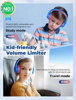 Casque audio pour enfants IClever HS19 avec microphone, limiteur de volume 85 dB, casque supra-auriculaire pour enfants, pliable, filaire, pour l'école
