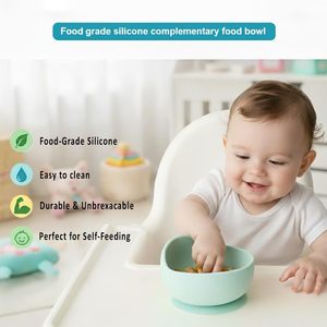Tazón de Succión Antideslizante de Silicona sin BPA para Bebés y Niños Pequeños, con Cuchara de Madera, Divertido y para Uso Diario - Product Image 2