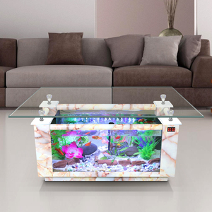 Table basse d'aquarium avec filtre latéral, aquarium rectangulaire en verre, pour salon et bureau, plantes aquatiques avec éclairage LED - Product Image 6