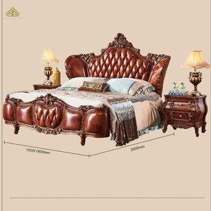 Juego de Muebles de Dormitorio Personalizados de Estilo Europeo Clásico, Muebles de Dormitorio Tapizados en Madera Tallada de Lujo, Cama Redonda - Product Image 4