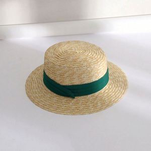 Cheap Wholesale Holiday Beach <b>Flat</b> Top Boater Straw <b>Hats</b> Summer Women Wheat Woven Straw <b>Hat</b> - Product Image 5
