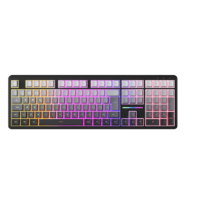 Clavier à membrane IP108 PRO, taille standard, 108 touches, sans fil tri-mode, rétroéclairage RGB, disposition portugaise, sensation mécanique, gaming avec bouton rotatif