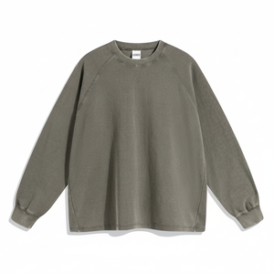 OEM Unisex Boxy Cropped Hoodie Custom Men Heavyweight Cotton Acid Wash Sweatshirts Vintage Distressed <b>Waffle</b> Long Sleeve T <b>Shirt</b> - Product Image 1