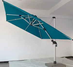 ブラックスクエア耐風性パティオパラソルDoek3x3mビルドサン屋外傘
